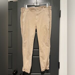 Paige Mayslie Tan Cotton Stretch Joggers Size 31 Gently Worn